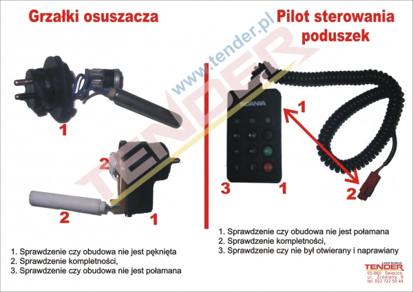 Grzałki i pilot poduszek 